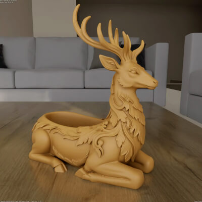 Elegant Deer Planter Pot 3D Print STL File