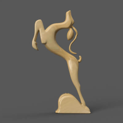 Elegant Minimalist Jumping Deer Sculpture 3D Print Model