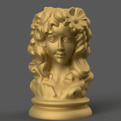 Elegant Woman Head Planter 3D STL File for Decoration 3D Pri