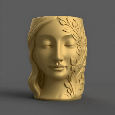 Floral Serenity Face Planter Candy Container STL