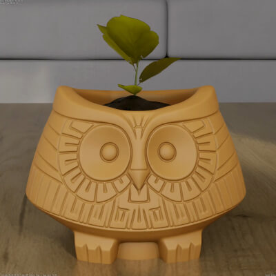 Geometric Owl Planter and Desk Organizer STL File