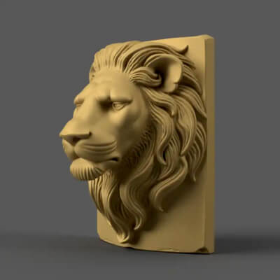 Lion Head 3D STL File Wall Decor Art Model