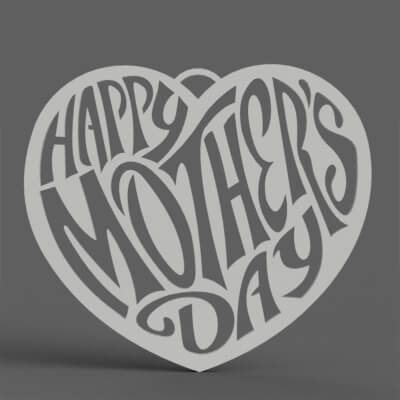 Love Mom Pendant - Medal - Wall Art 002 3D Print Model