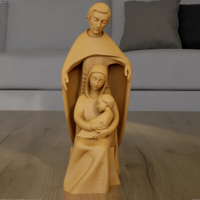 Modern Holy Family Nativity STL for 3D Printing