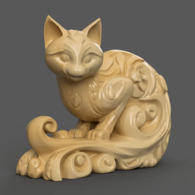 Ornamental Cat 3D Model Elegant STL File for Home Decor 3D P