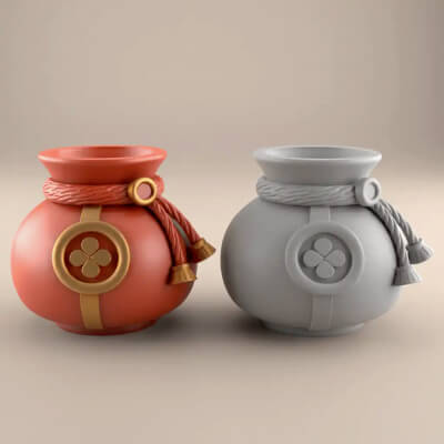 Red Lucky Planter Urn Candy Container Candle Holder