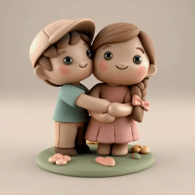 Romantic Cute Hugging Couple STL Adorable Love 3D Print Mode