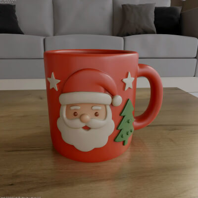 Santa Christmas Mug 3D Printable STL