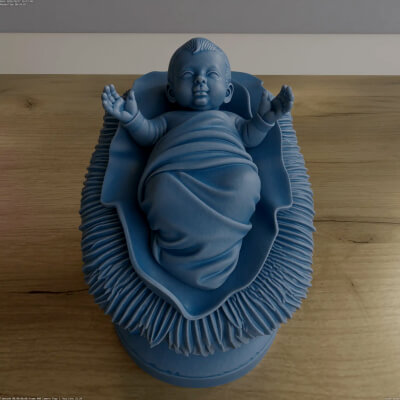 Serene Baby Jesus in Manger STL Blender Sculpted