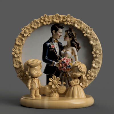 Wedding Couple 3D Frame Romantic STL for Decoration Gifts 3D