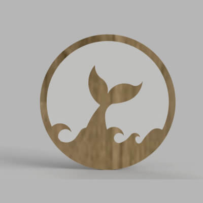 Whale Tale Coaster - Wall Decoration - Table Top 3D Model