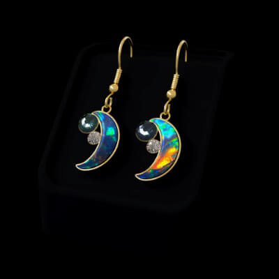 DAZ3D Luna Opal Moon Earrings for Genesis 8 and 9