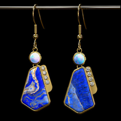 Opal and Lapis Lazuli Earrings for Genesis 8 and 9 Female