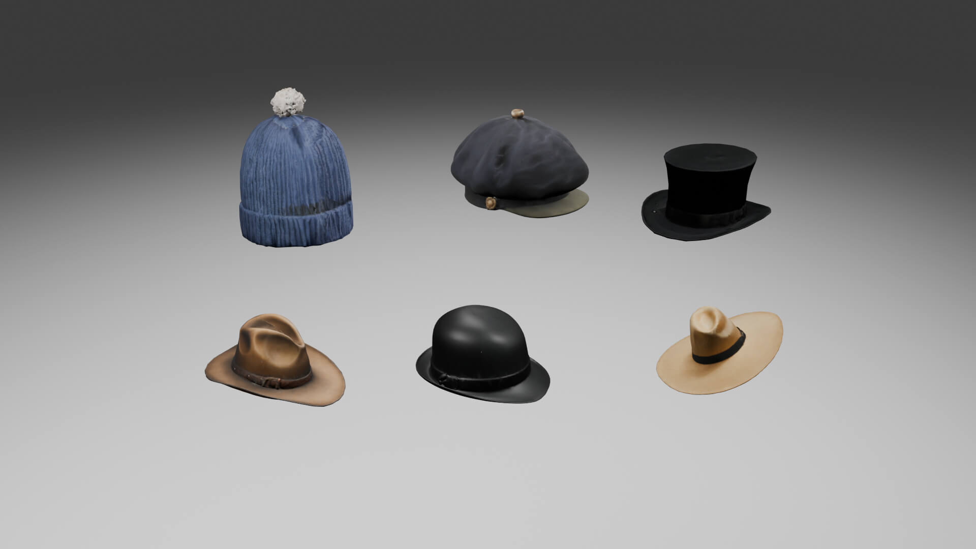 6 Hats Lowpoly - Free 3D Model by achref88