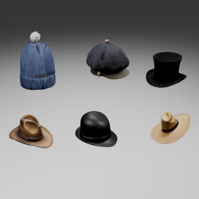 6 Hats Lowpoly by achref88