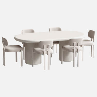 Kaya Rectangle Table and Franka Dining Chair Set - 3D Model by Admiral21