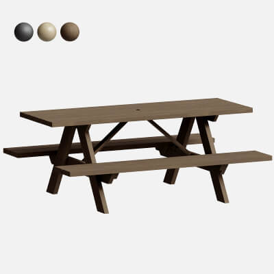 Traditional Picnic Table - 3D Model by Admiral21