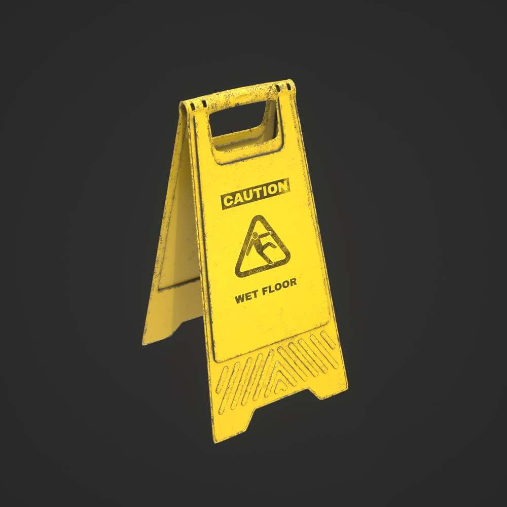 Wet Floor Sign 3D Model by adriankulawik