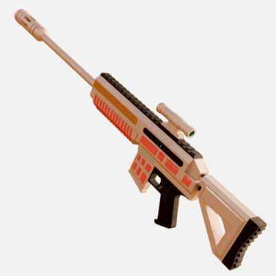 Functional Gun Model Modular Sniper Rifle 3D Model Dynamic System by ah_studio