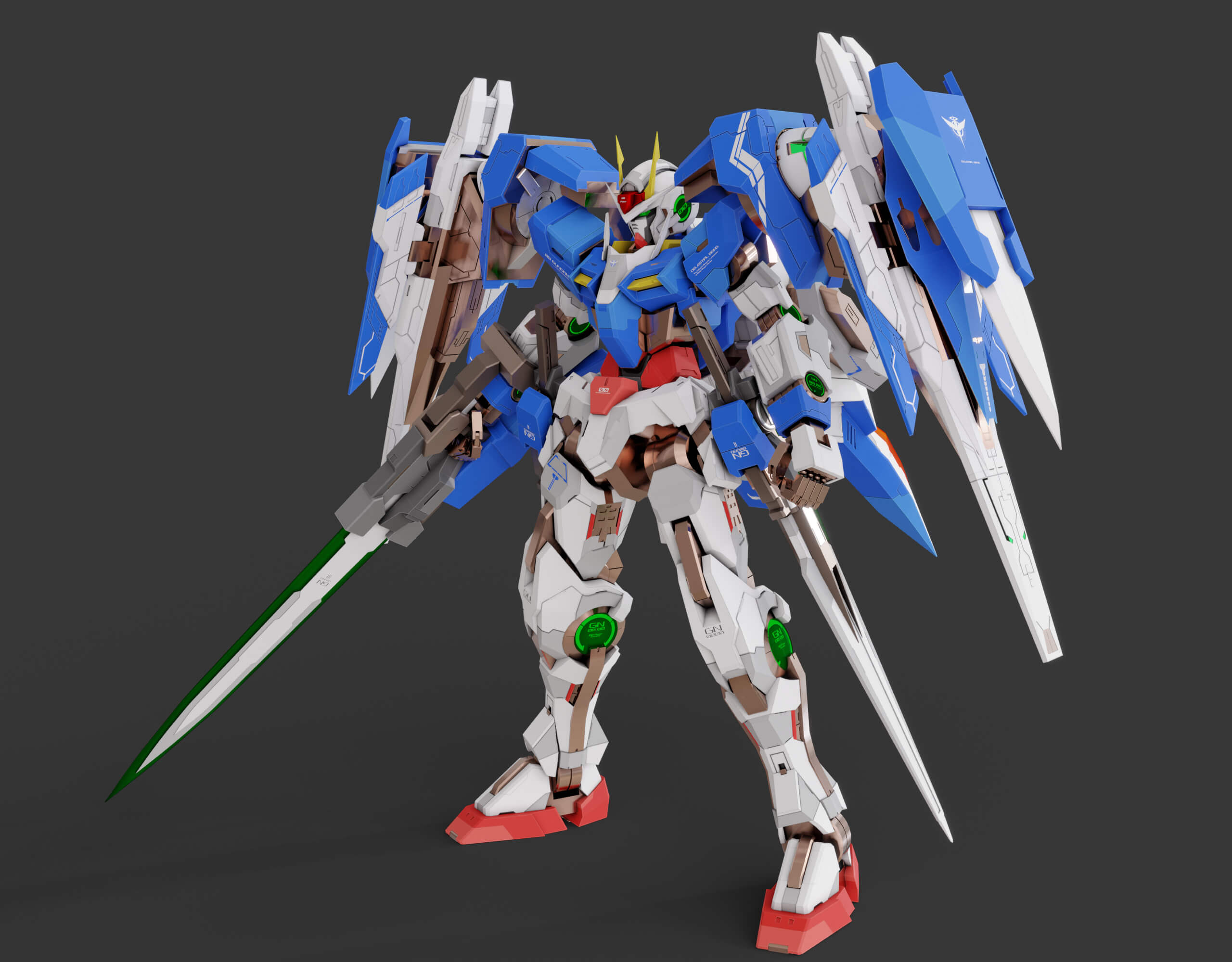 00 Raiser Gundam - Rigged 3D Model by Akbar_Indra