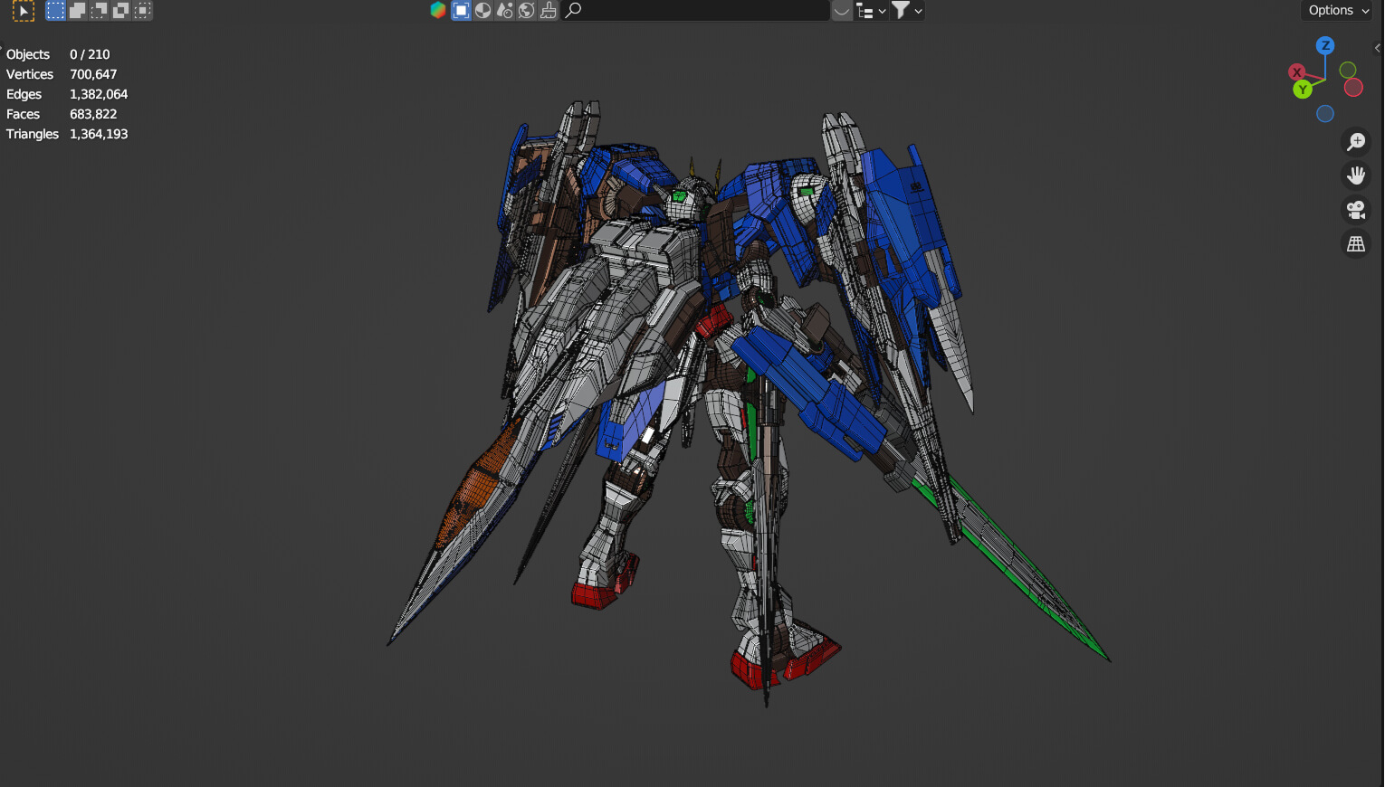 00 Raiser Gundam - Rigged 3D Model by Akbar_Indra