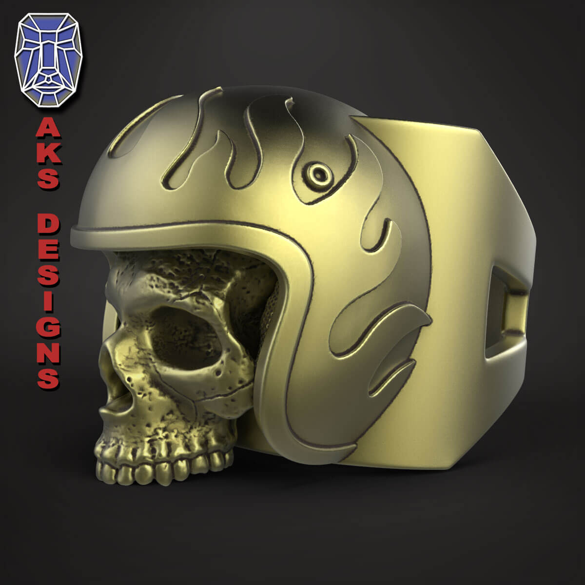 Skull Ring Jewelry Biker Skull 4 - 3D Model by AKS designs
