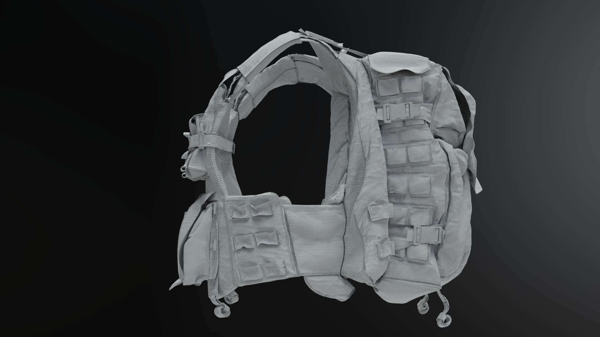 Bulletproof Ballistic Vest with Backpack 3D Model by Albin