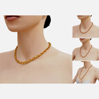 Chain Set Gold Silver Cuper - 3D Model by AleoPix