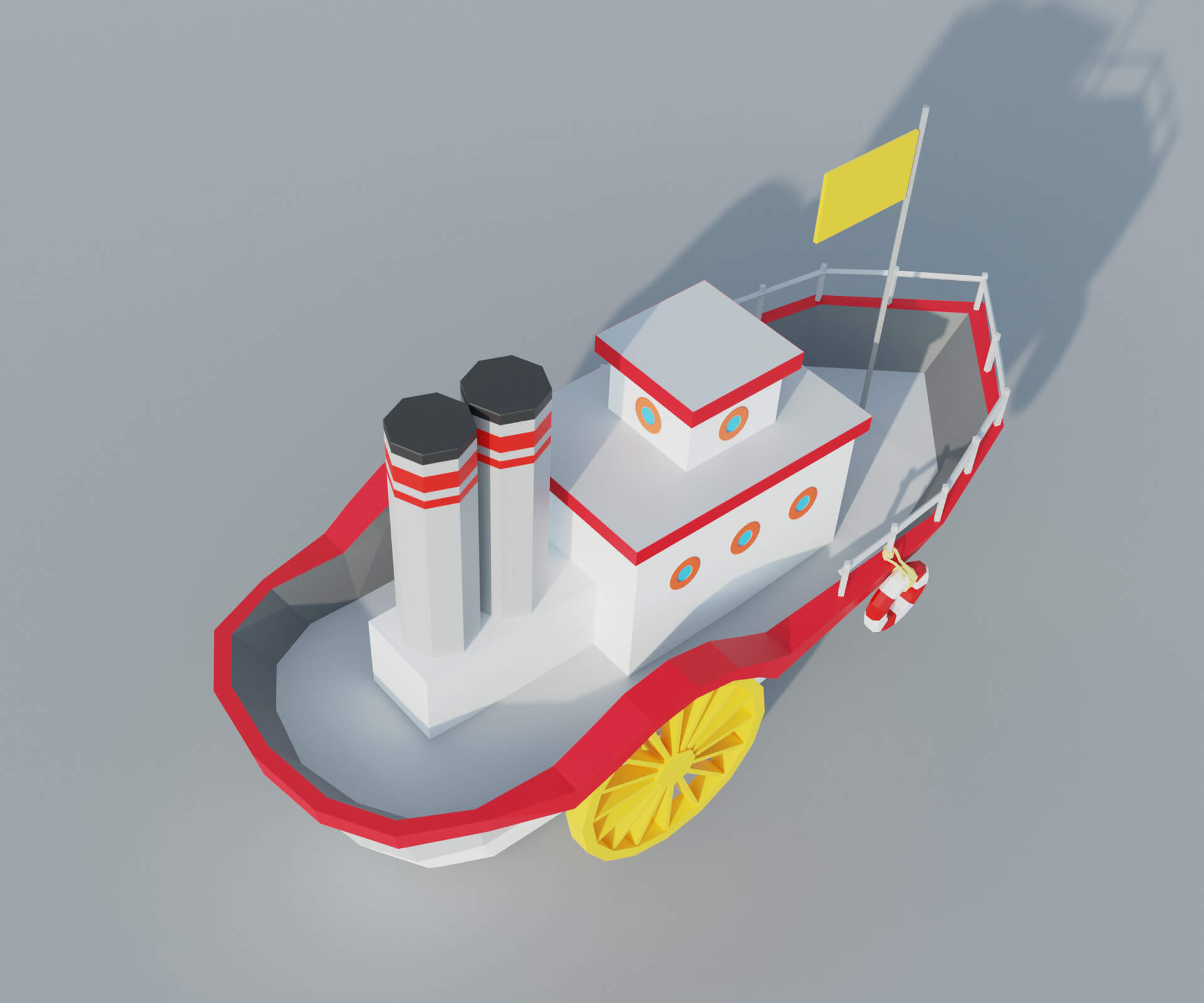 Collection of Low Poly Steamers in 5 Colors 3D Model by AleoPix
