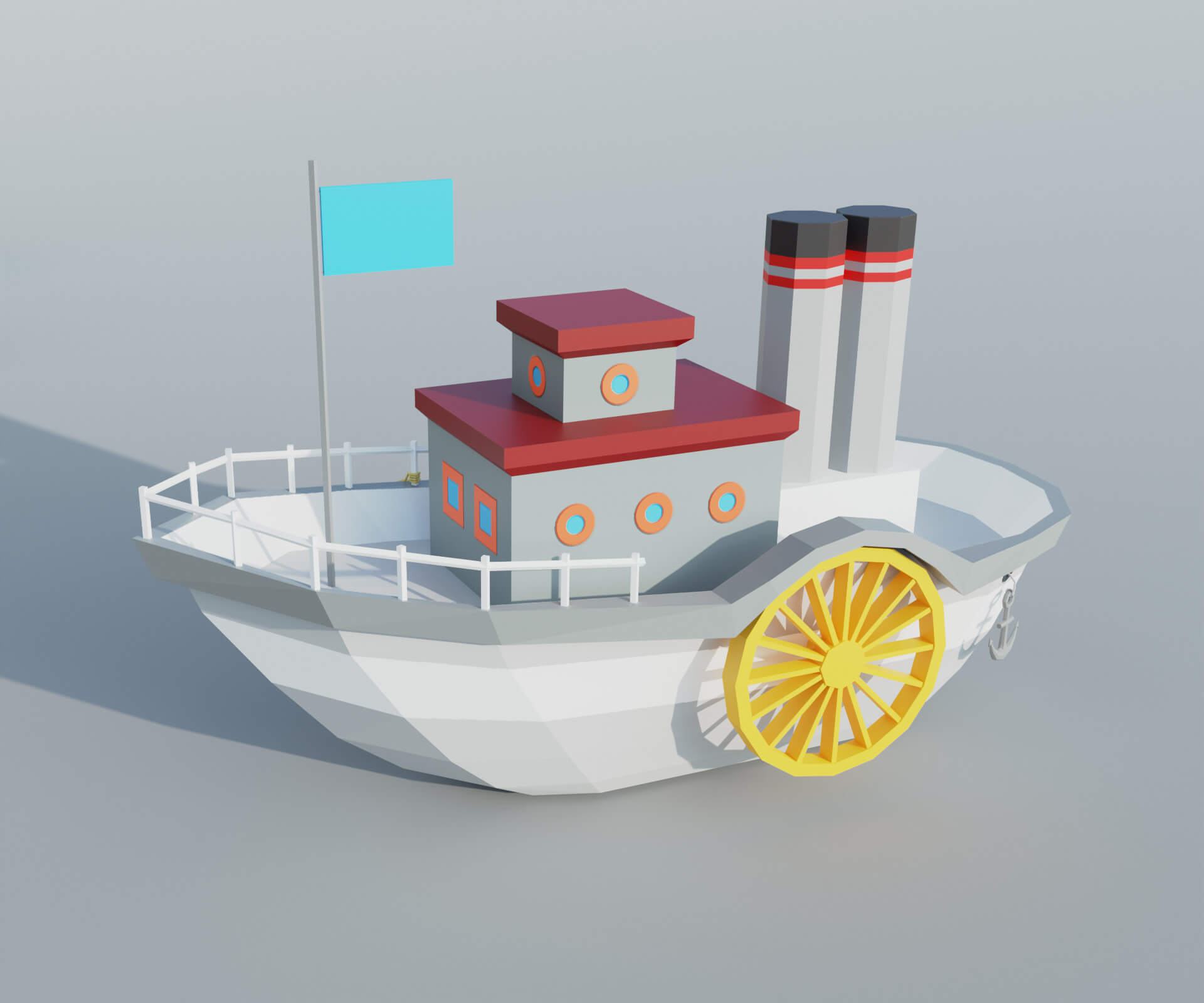 Collection of Low Poly Steamers in 5 Colors 3D Model by AleoPix