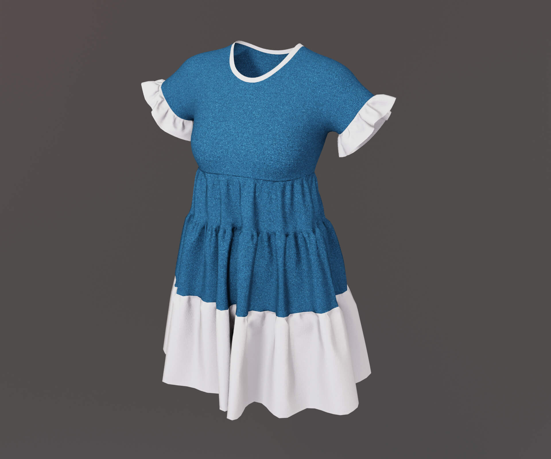 Woman Dress With Cascading Ruffles - 3D Model by AleoPix
