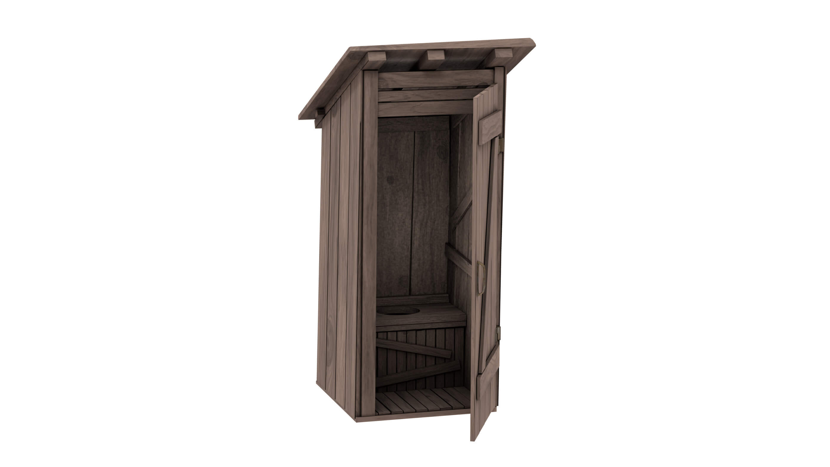 Old Wooden Outdoor Toilet 3D Model by Alessandro2595