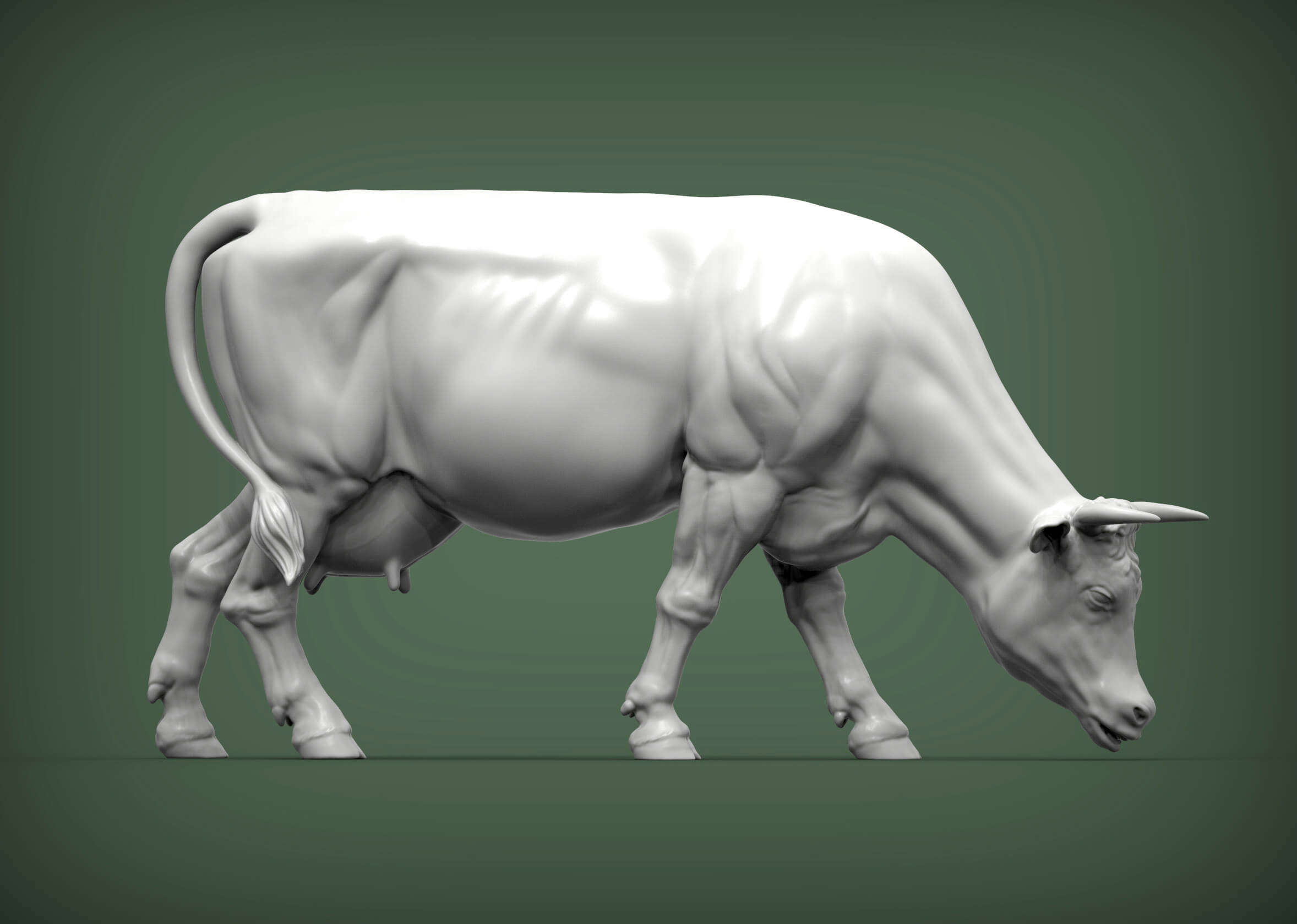 Cow Eating 3D Print Model by Alexander3dart