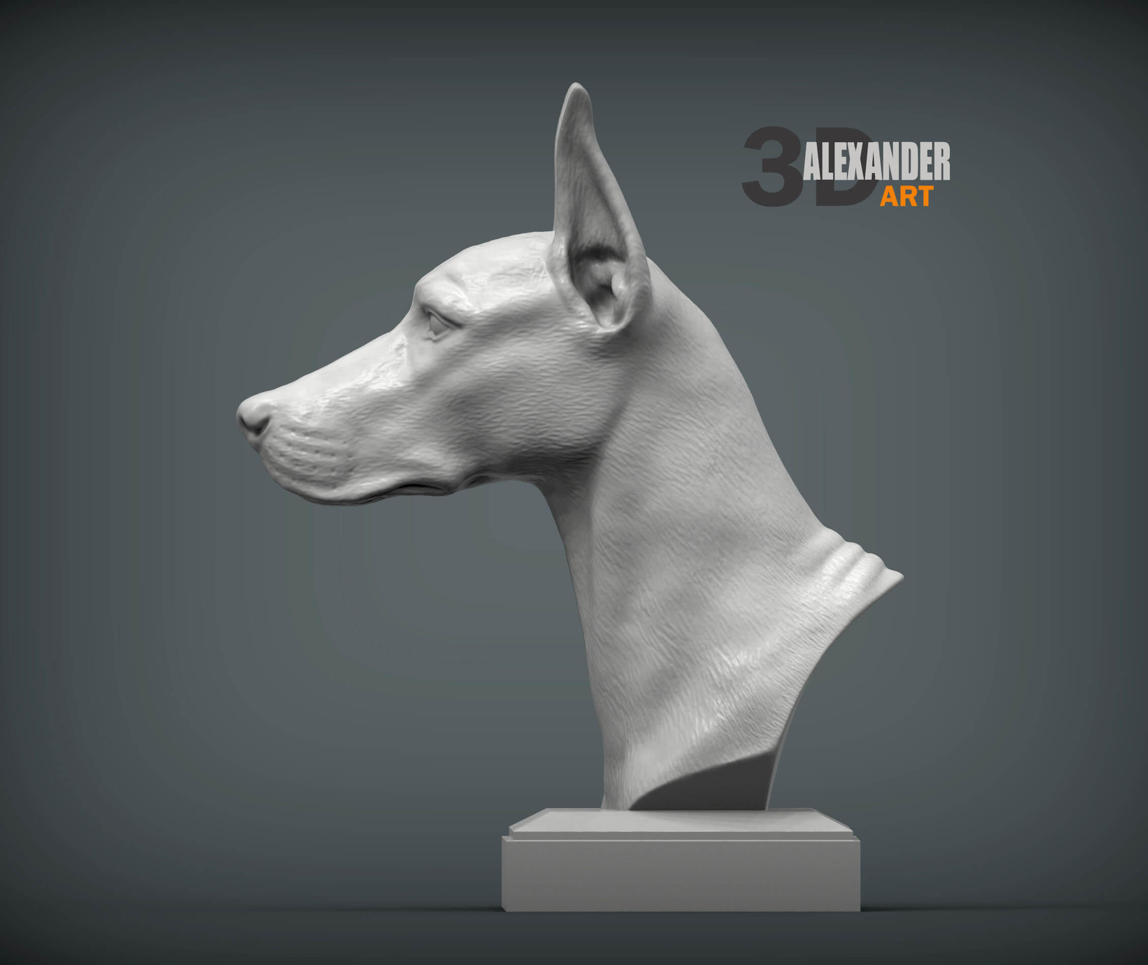 Doberman Bust 3D Print Model by Alexander3dart