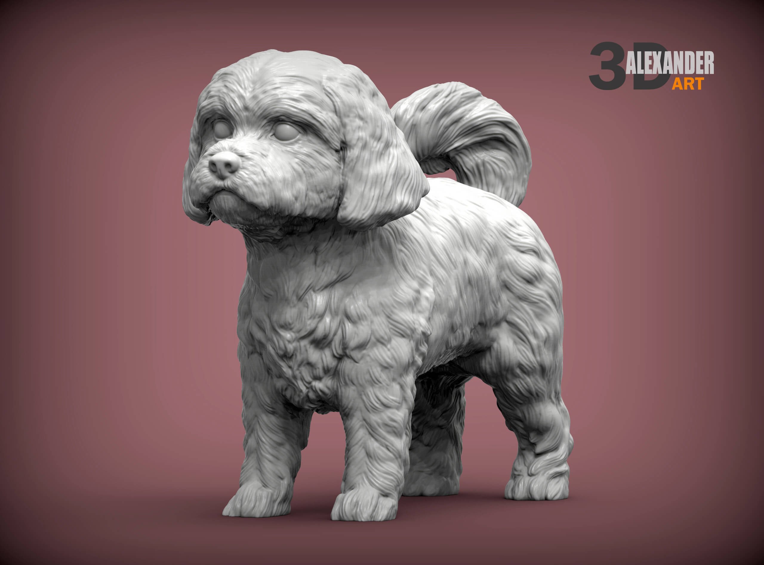 Maltese Dog Statue 3D Print Model by Alexander3dart