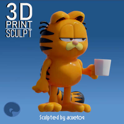 Garfield Holding Cup of Coffee