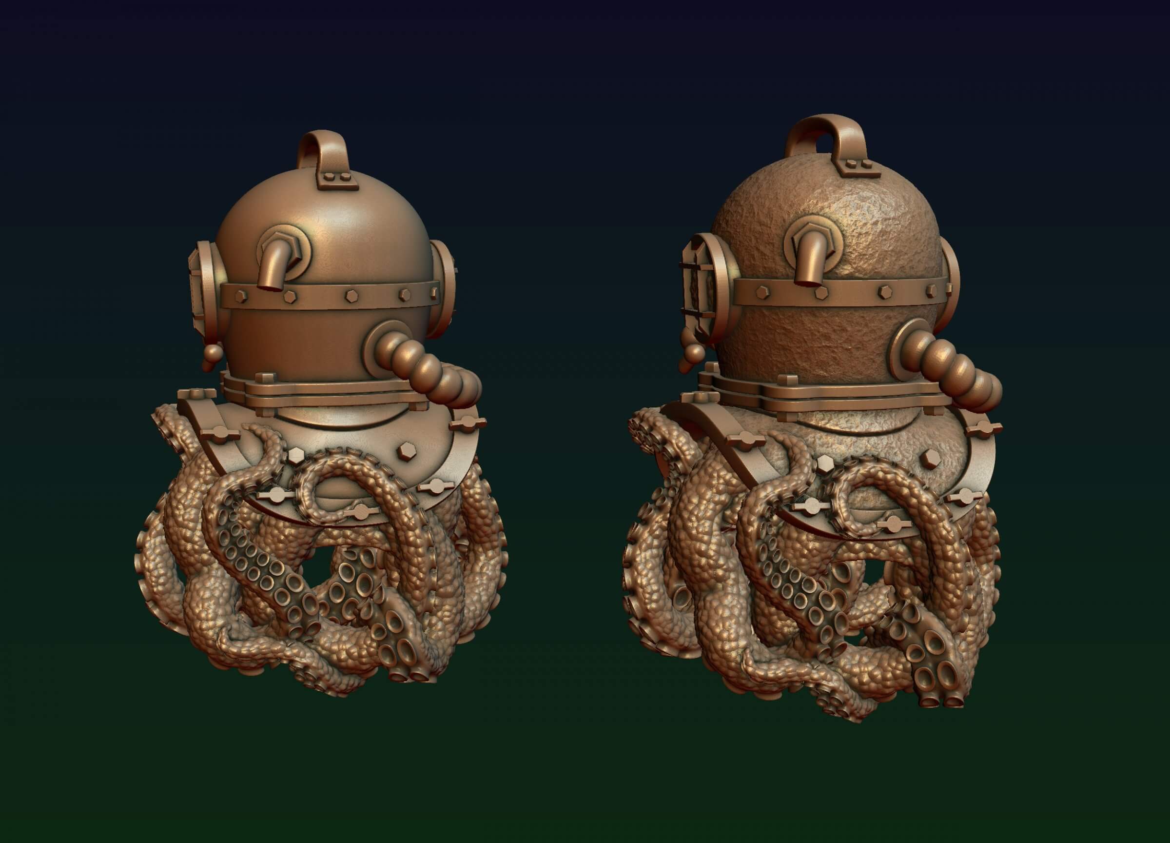 Diving Helmet with Octopus 3D Print Model by alexkovalev