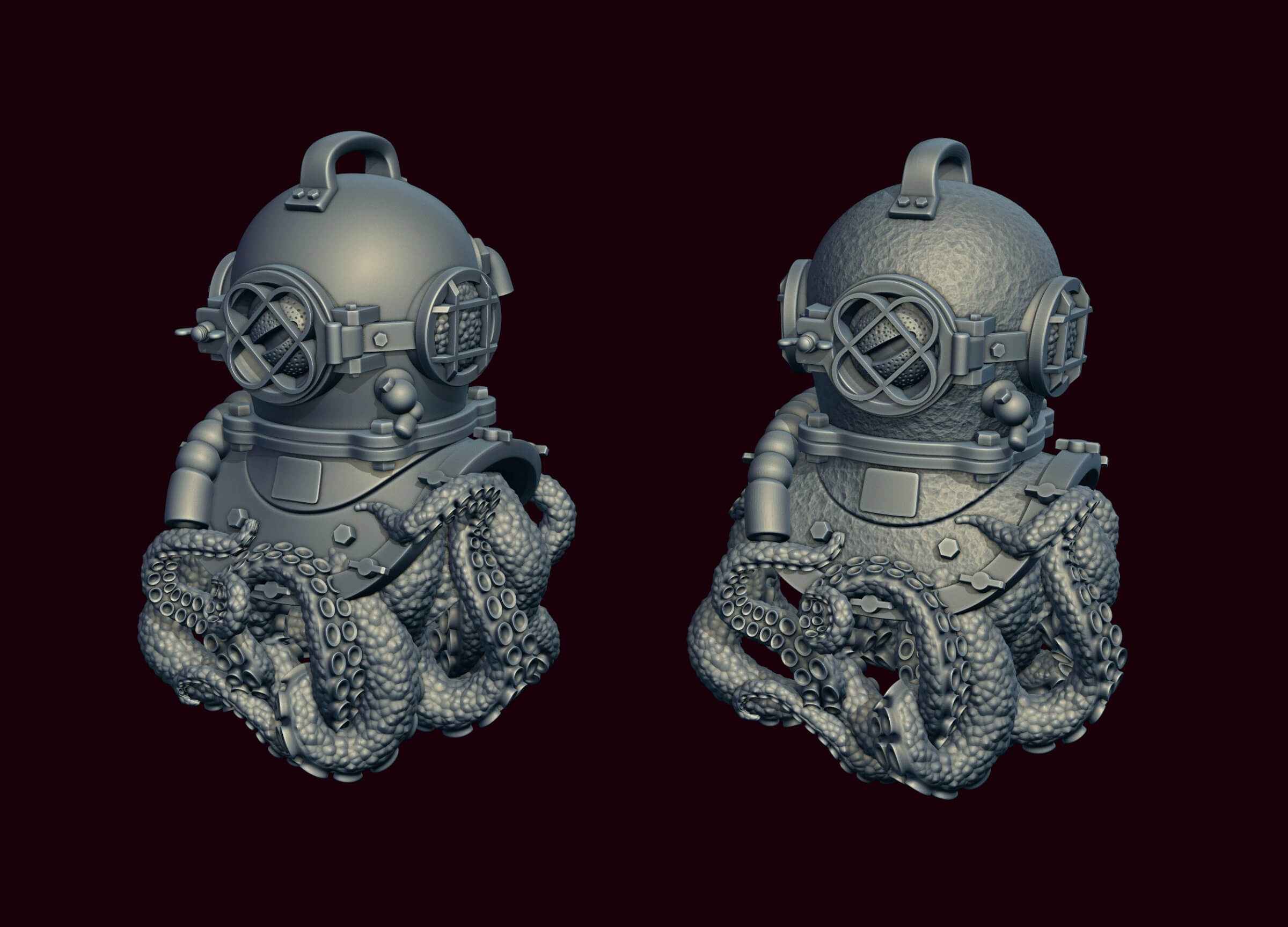 Diving Helmet with Octopus 3D Print Model by alexkovalev