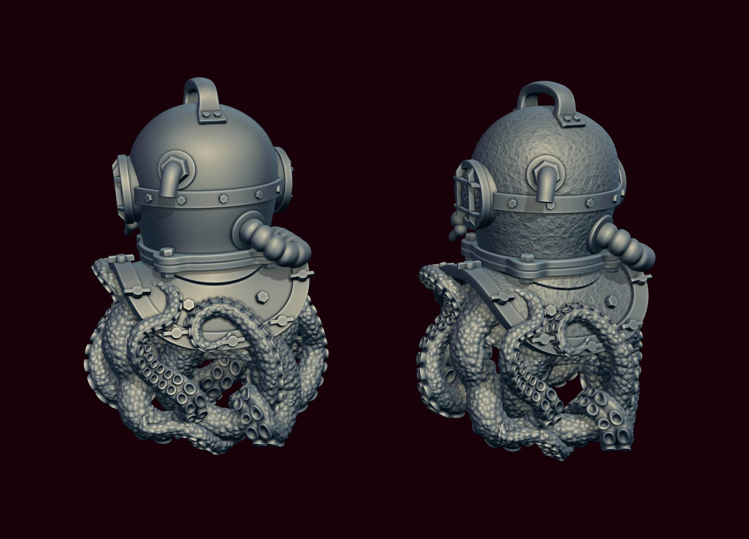 Diving Helmet with Octopus 3D Print Model by alexkovalev