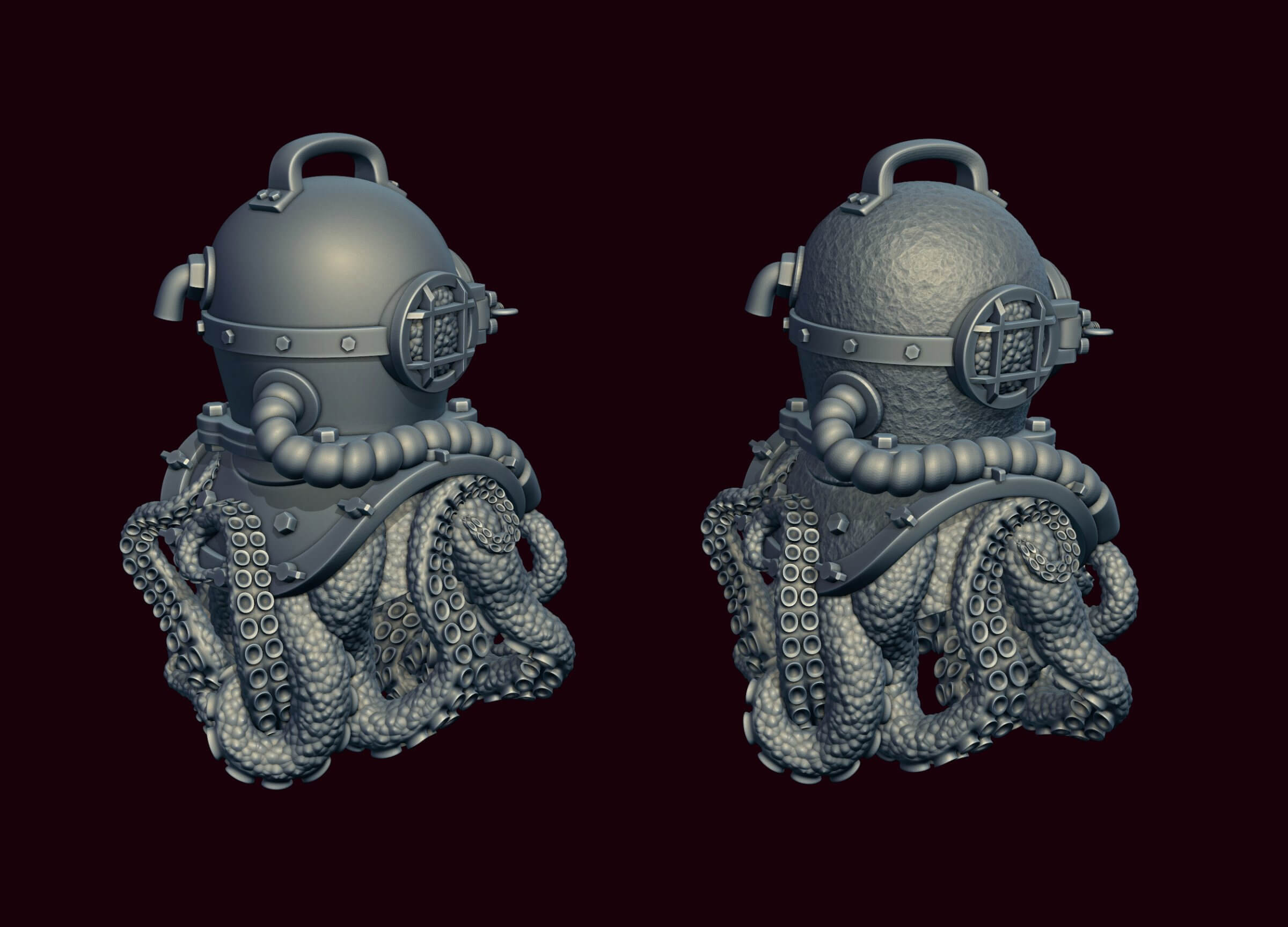 Diving Helmet with Octopus 3D Print Model by alexkovalev