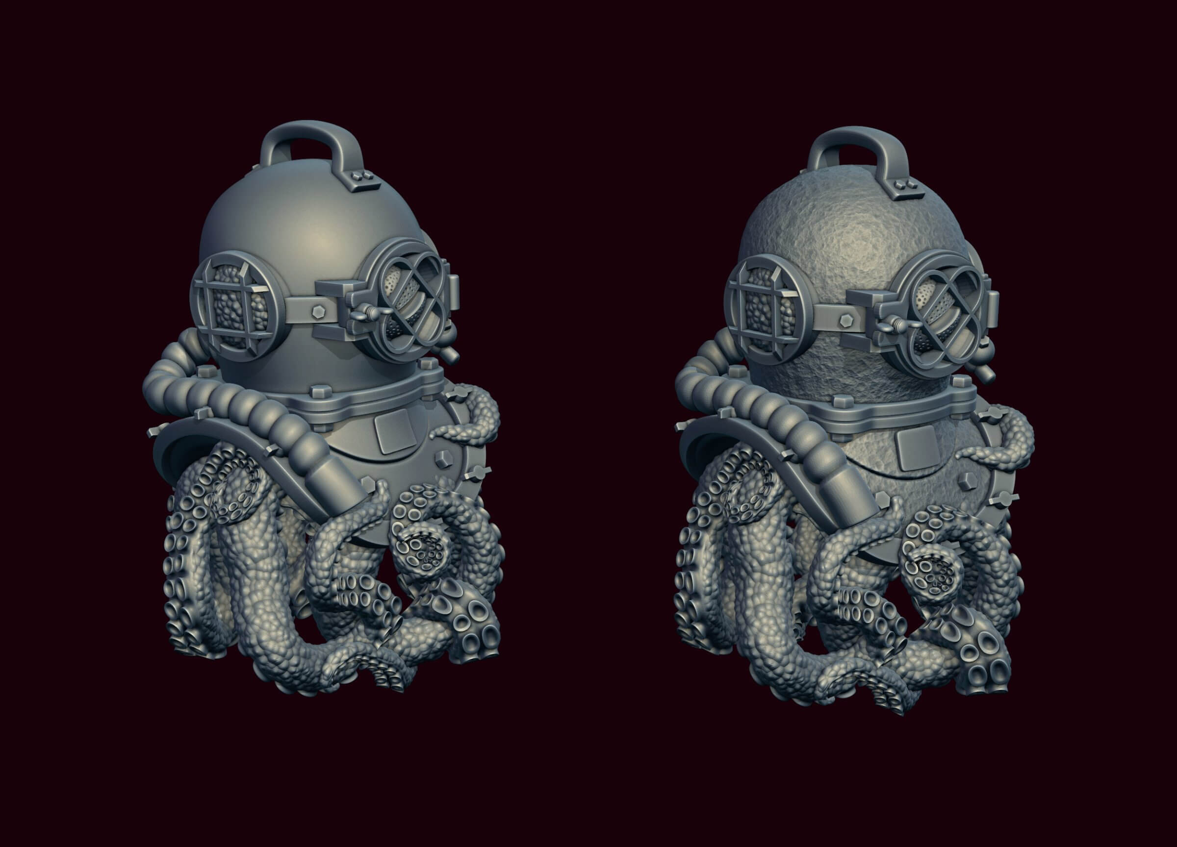 Diving Helmet with Octopus 3D Print Model by alexkovalev
