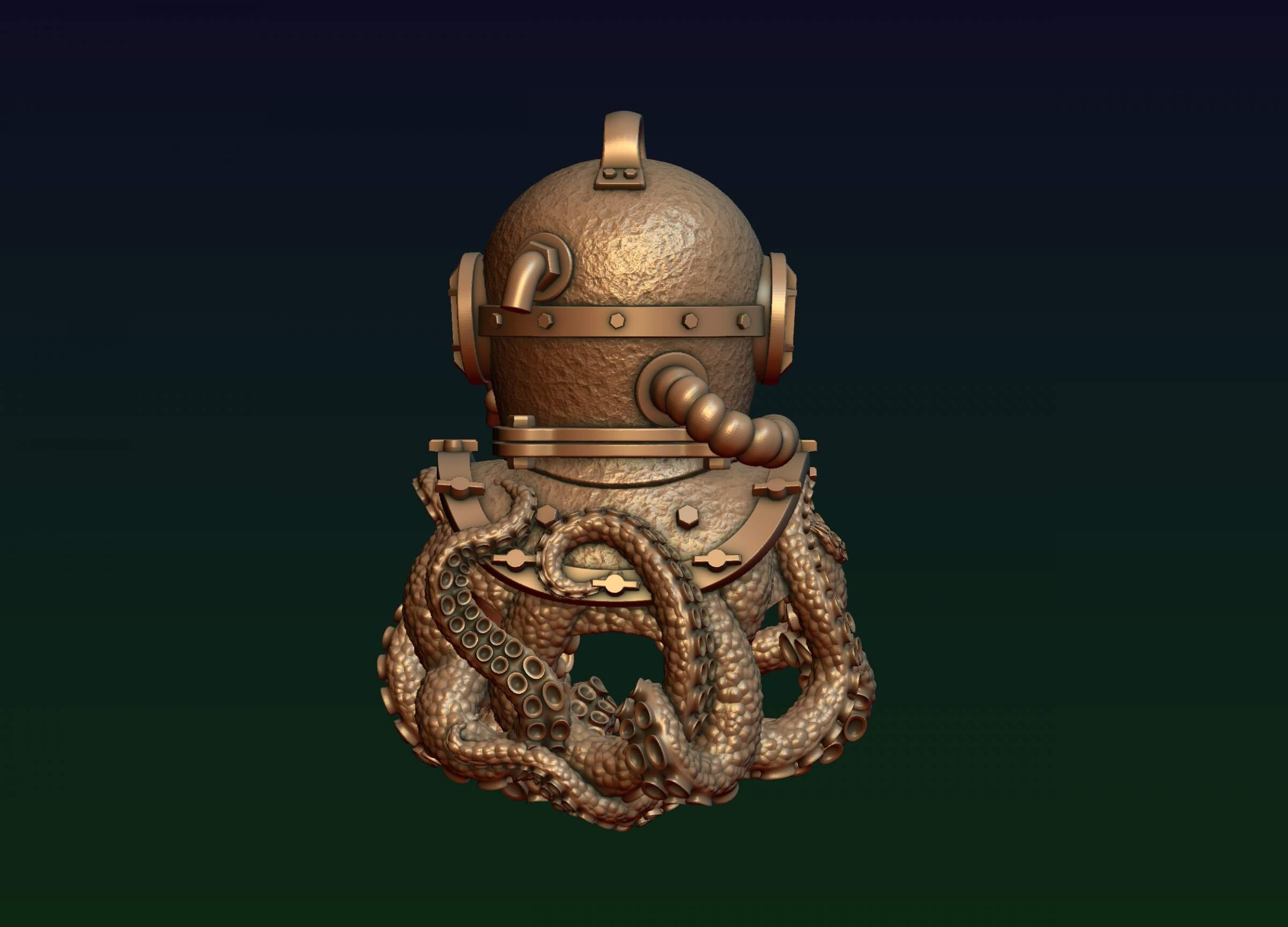 Diving Helmet with Octopus 3D Print Model by alexkovalev