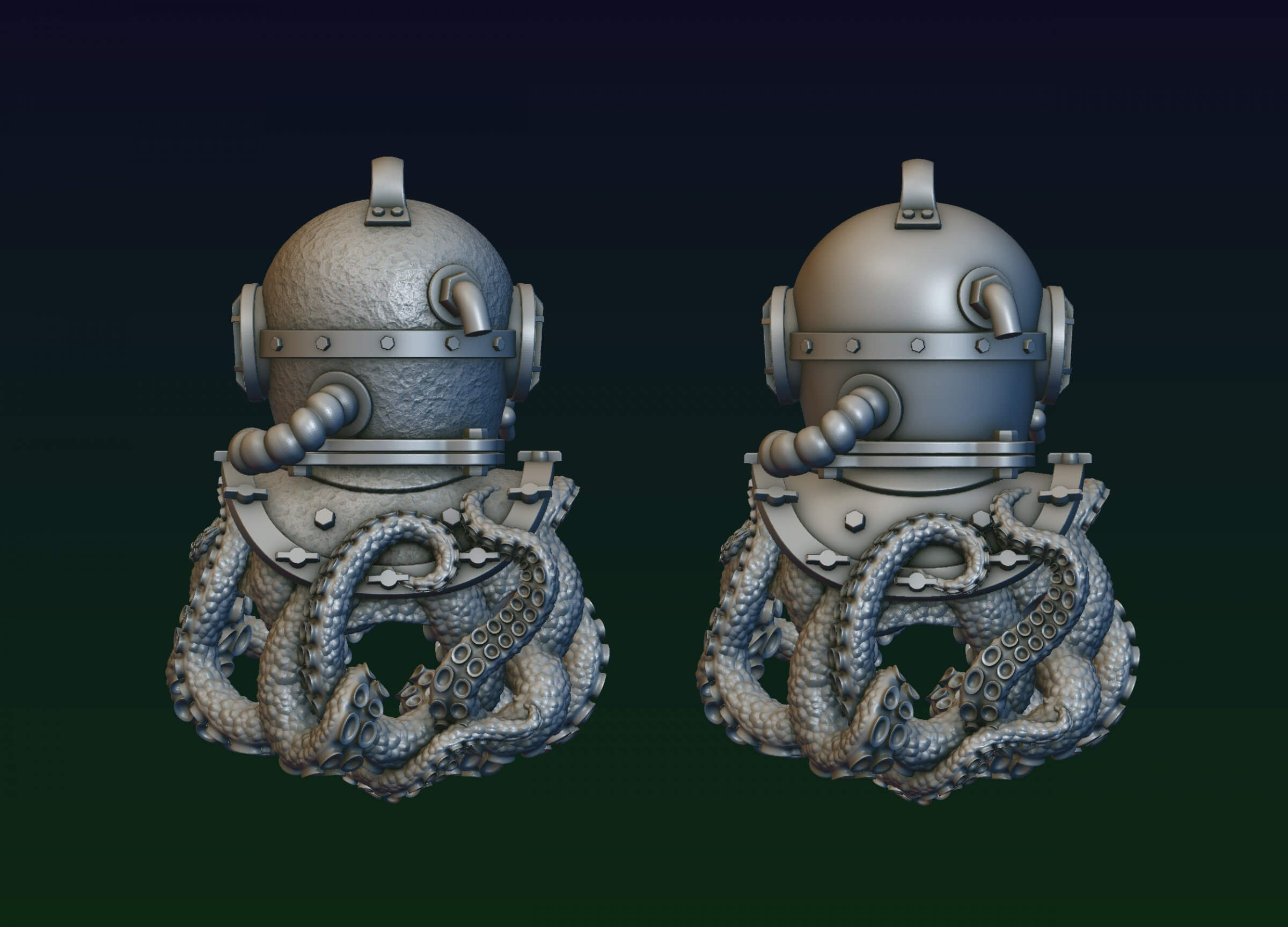 Diving Helmet with Octopus 3D Print Model by alexkovalev