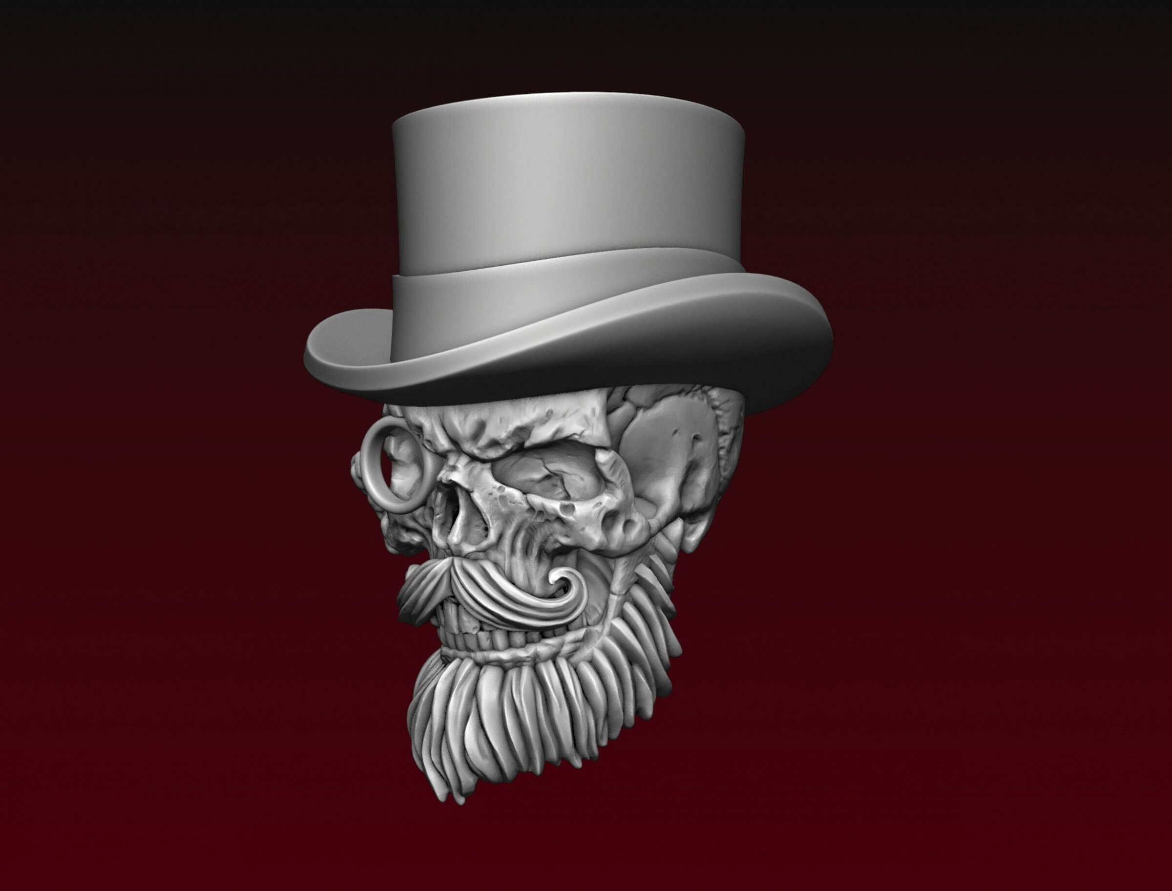 Skull Top Hat - Print Ready 3D Model by 