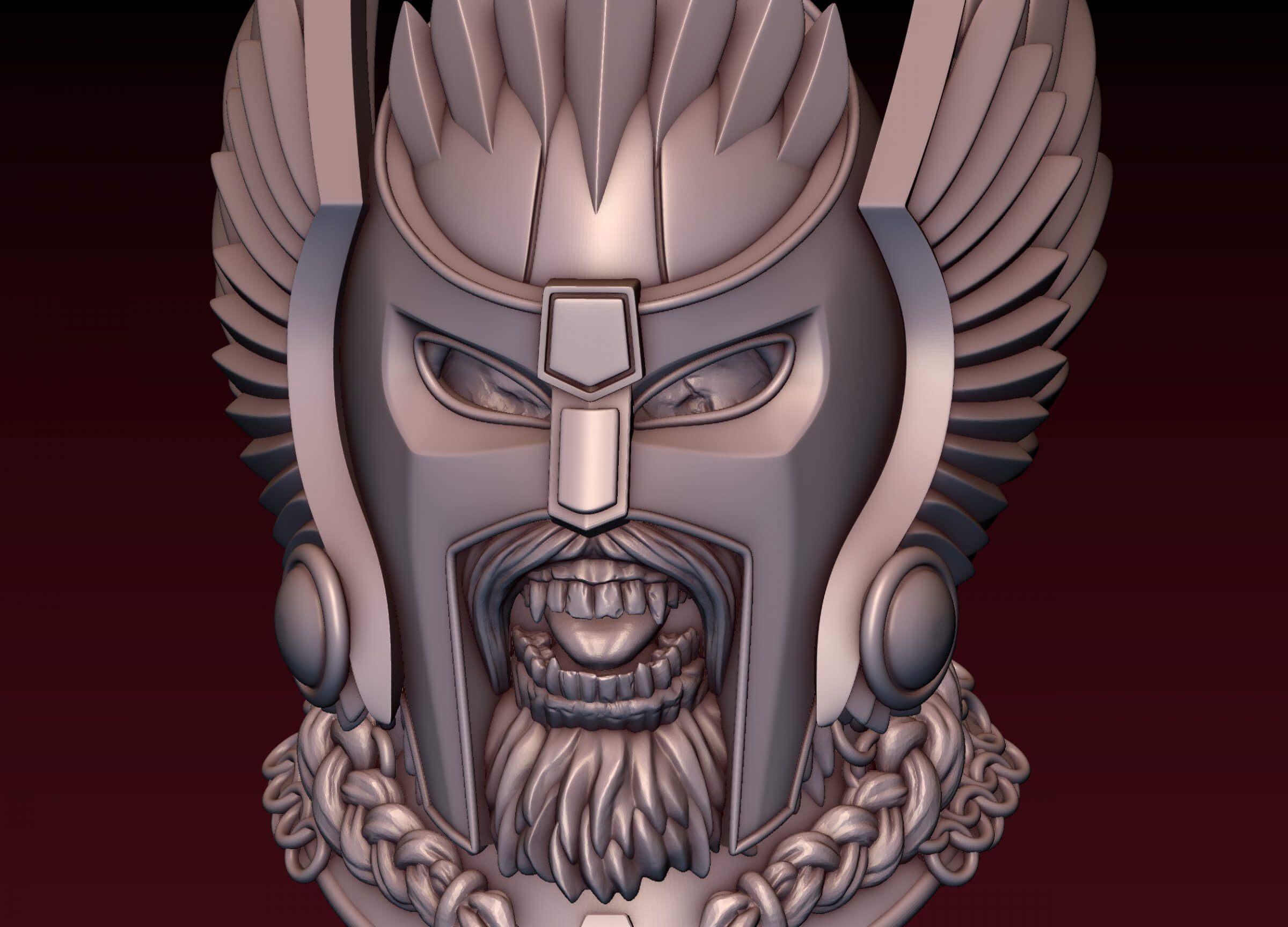 Viking Head with Winged Helmet 3D Print Model by alexkovalev