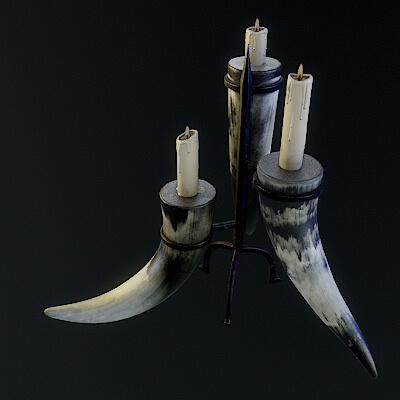 Game Ready Dark Fantasy Horn Candelabrum