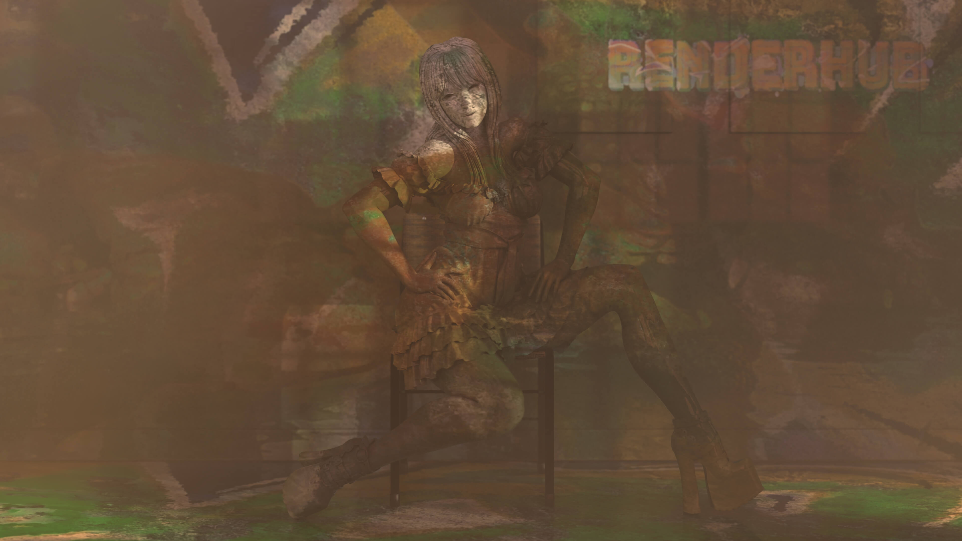 Graffiti Girl Priscila 3D Render, Digital Art by AlfRaMusic