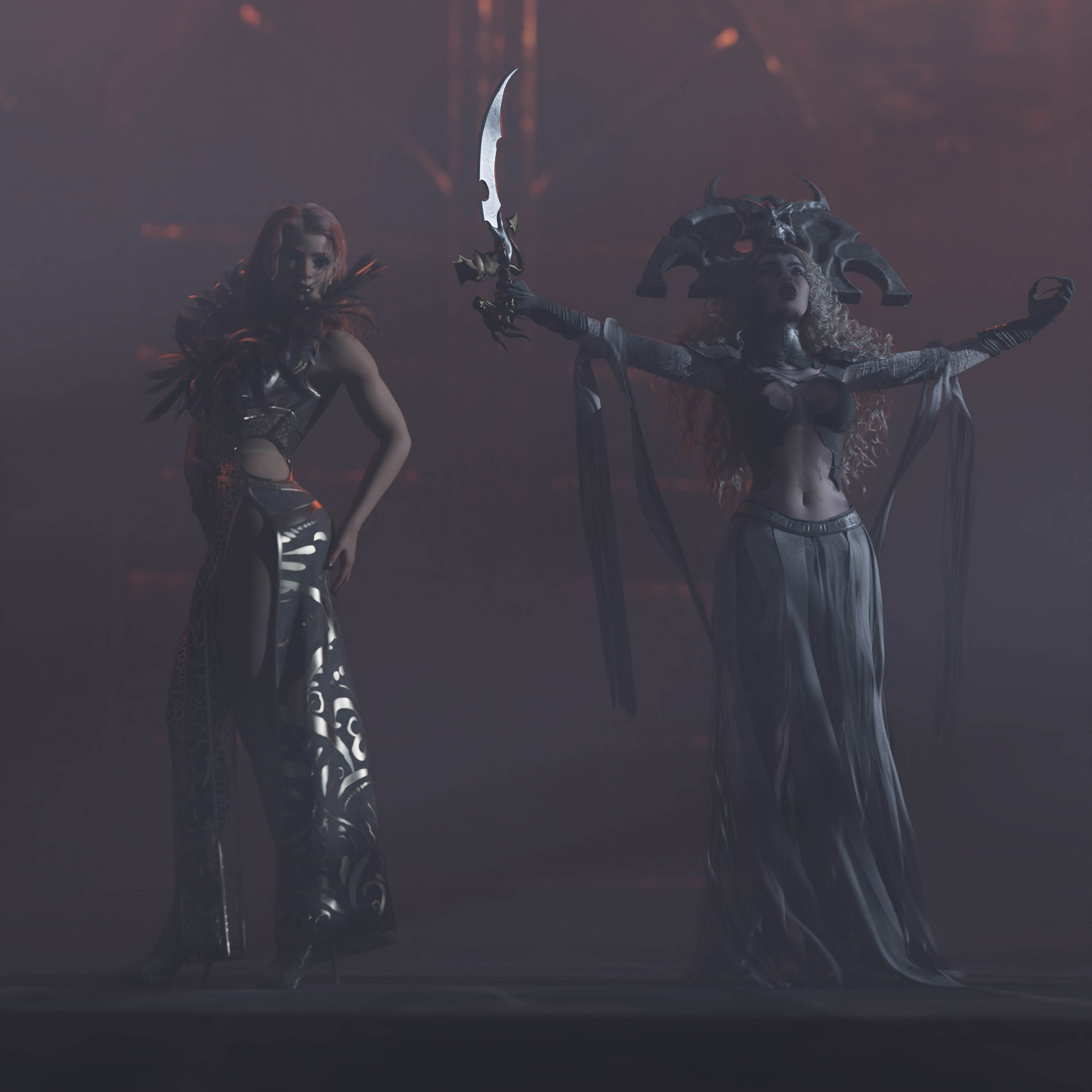 The Dark Priestesses 3D Render, Digital Art by AlfRaMusic