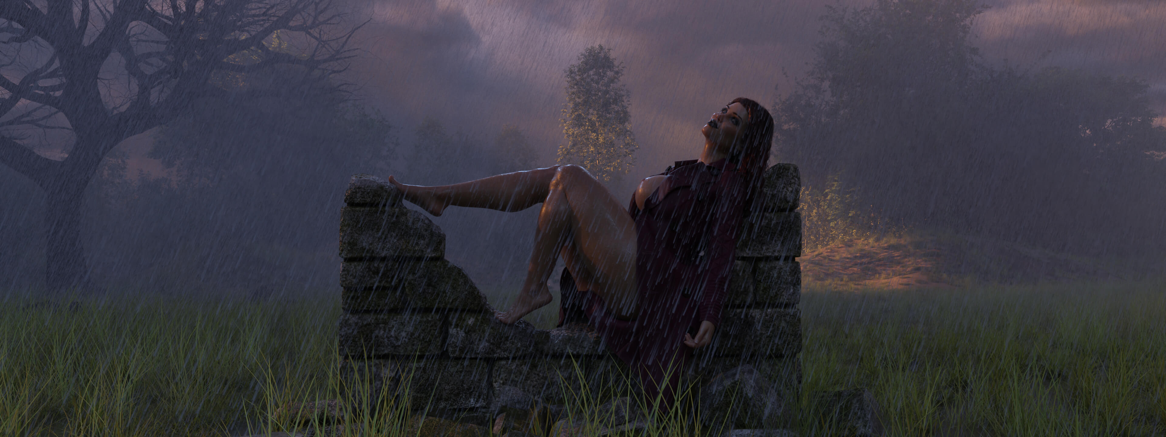 Warm Summer Rain 3D Render, Digital Art by AlfRaMusic