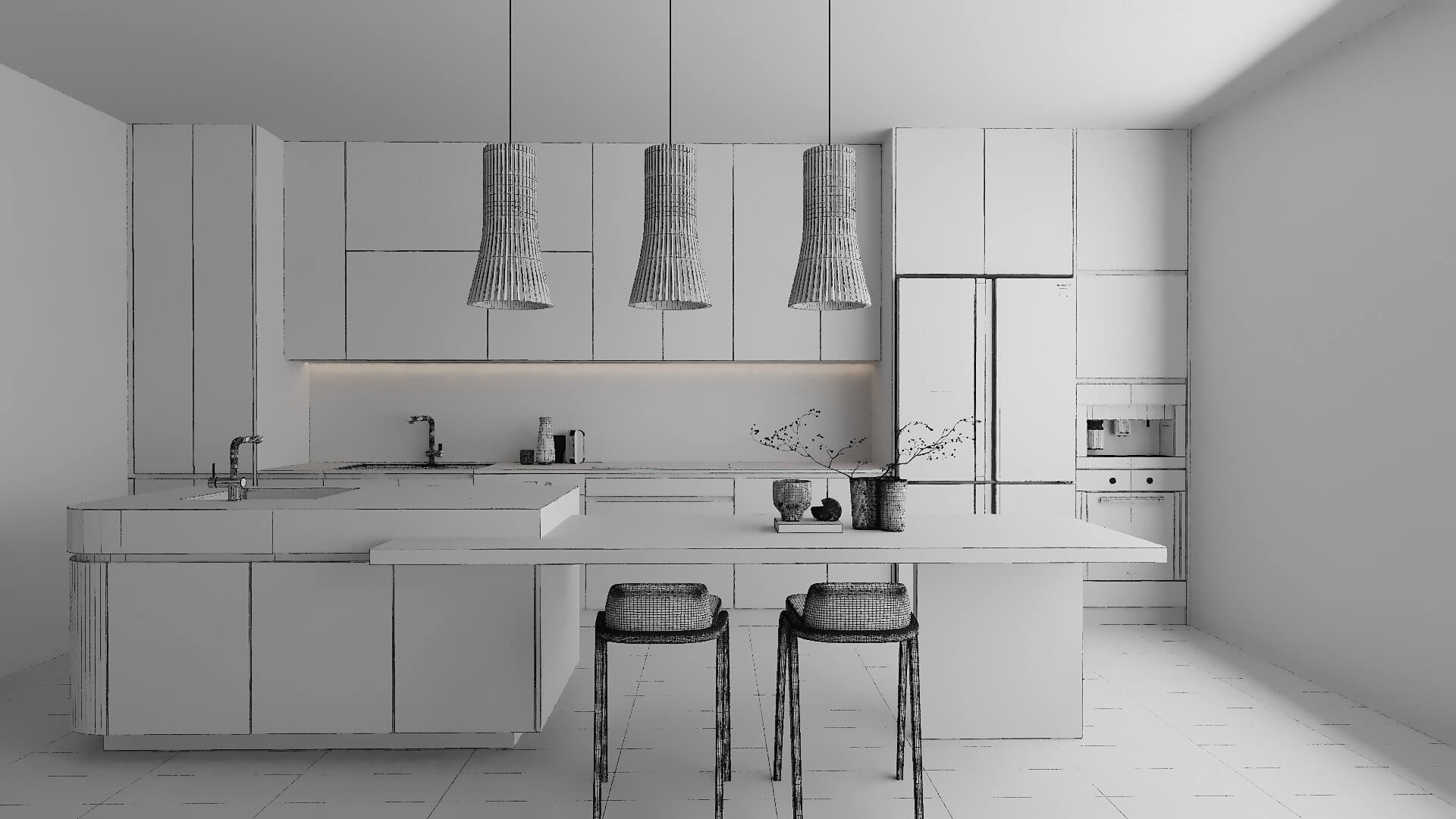 Kitchen Interior - 3D Model by alirezamoarrefi